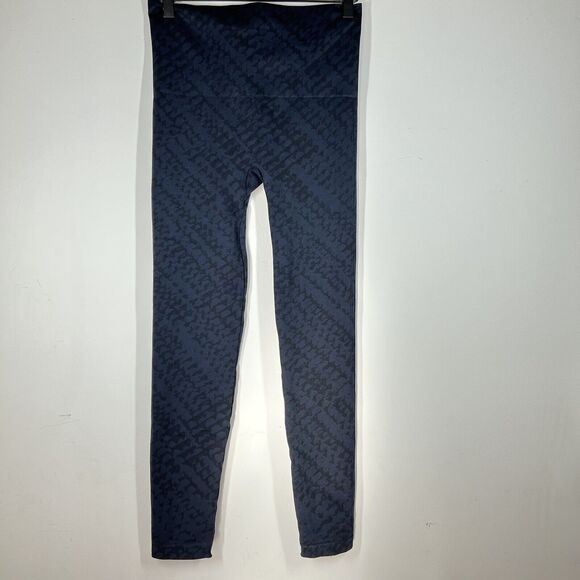 SPANX Size Large L Blue Pull On Leggings Side Seam Inseam geometric pattern - Picture 7 of 7